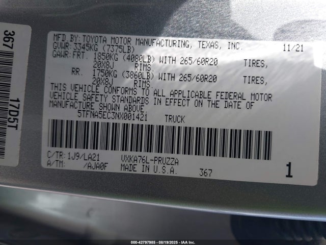 Toyota v35a-fts 2022 5TFNA5EC3NX001421 Image 9