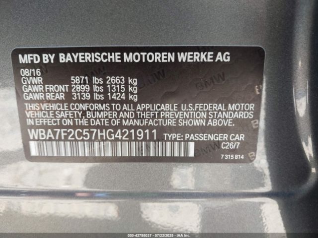 2017 BMW 7 SERIES WBA7F2C57HG421911 Photo 8