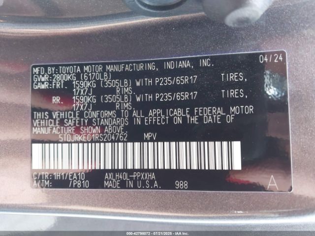 2024 TOYOTA SIENNA 5TDJRKEC1RS204762 Photo 8