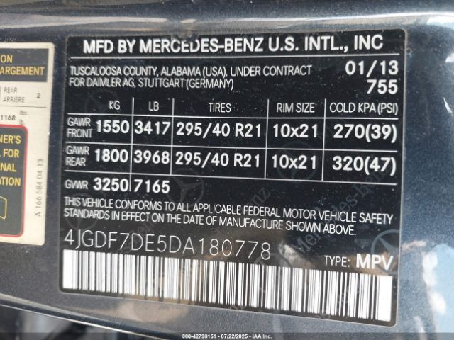 2013 MERCEDES-BENZ GL 550 4JGDF7DE5DA180778 Photo 8