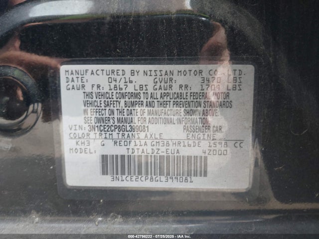Nissan VERSA NOTE 2016 3N1CE2CP8GL399081 Image 9