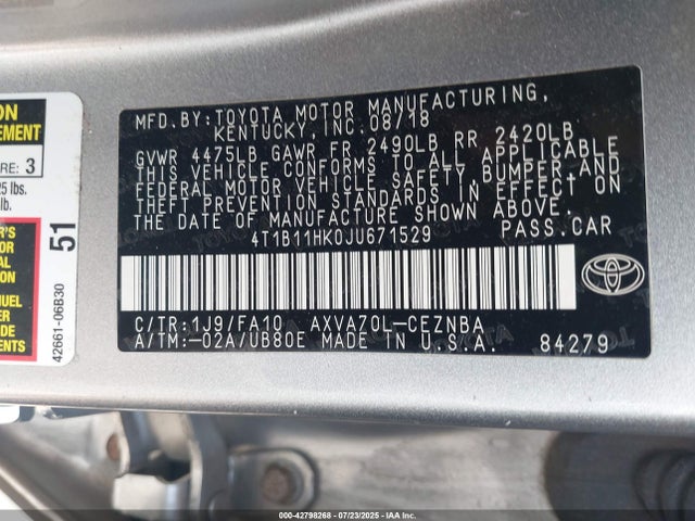4T1B11HK0JU671529 Toyota a25a-fks