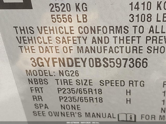 2011 CADILLAC SRX 3GYFNDEY0BS597366 Photo 8