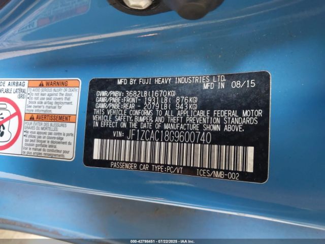 2016 SUBARU BRZ JF1ZCAC18G9600740 Photo 8