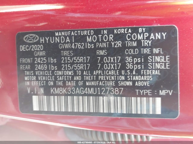 KM8K33AG4MU127387 Hyundai Kona
