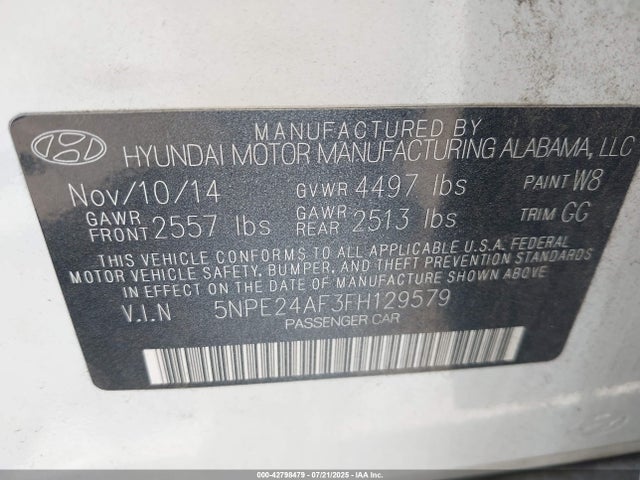 5NPE24AF3FH129579 Hyundai dohc gdi theta-ii