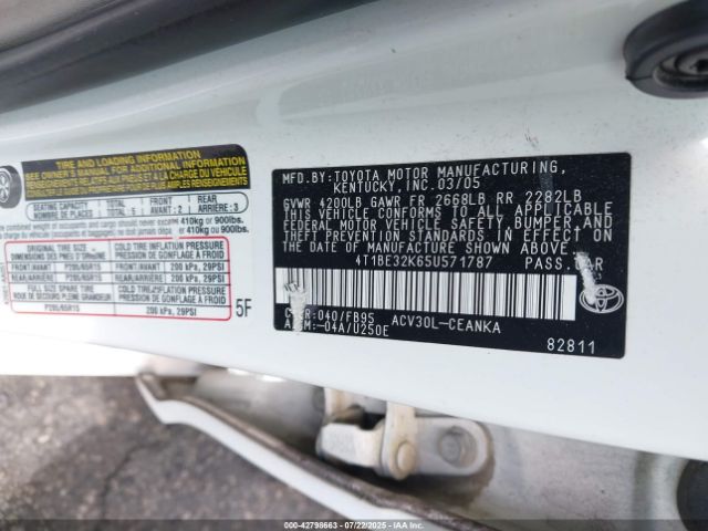 2005 TOYOTA CAMRY 4T1BE32K65U571787 Photo 8