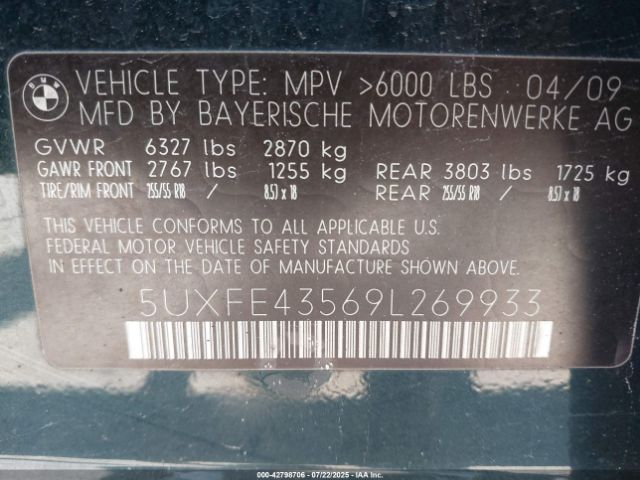2009 BMW X5 5UXFE43569L269933 Photo 8