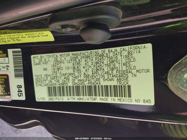 3TMLU4EN4EM148055 Toyota 1gr-fe
