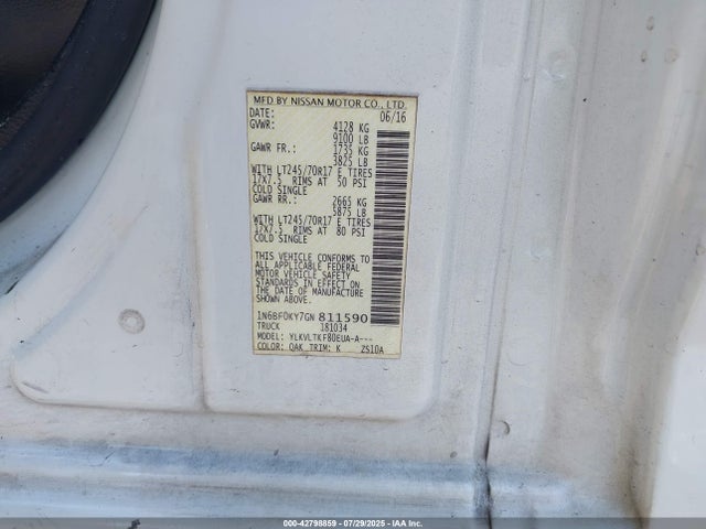 1N6BF0KY7GN811590 Nissan 2016