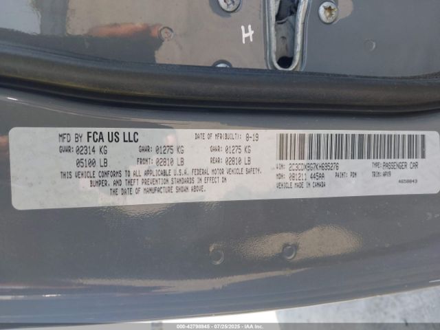 2019 DODGE CHARGER 2C3CDXBG7KH695276 Photo 8