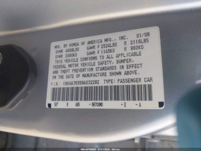 2008 ACURA TL 19UUA76558A032282 Photo 8