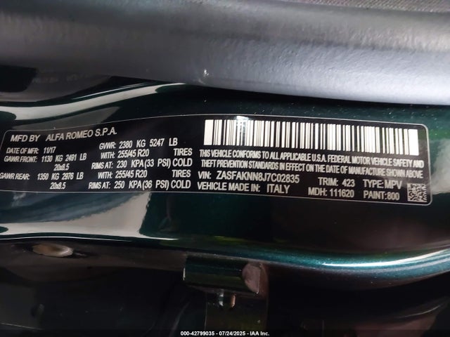 Alfa Romeo Stelvio 2018 ZASFAKNN8J7C02835 Image 9
