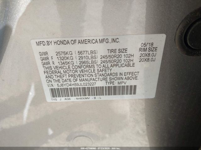 2018 ACURA MDX 5J8YD4H59JL023227 Photo 8