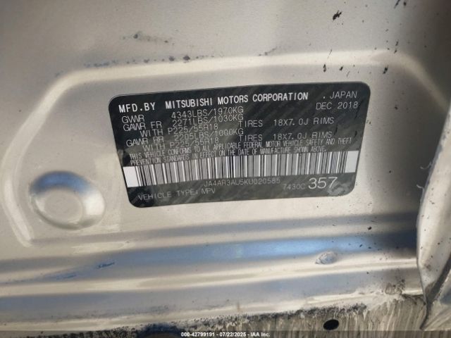 2019 MITSUBISHI OUTLANDER SPORT JA4AR3AU5KU020585 Photo 8