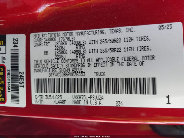 2023 TOYOTA TUNDRA HYBRID 5TFVC5DB6PX030353 Photo 8