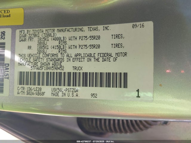 5TFAW5F18HX590452 Toyota 3ur-fbe