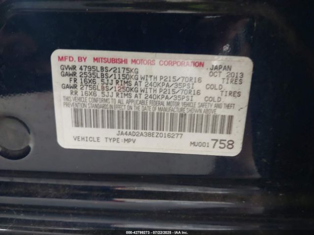 2014 MITSUBISHI OUTLANDER JA4AD2A38EZ016277 Photo 8