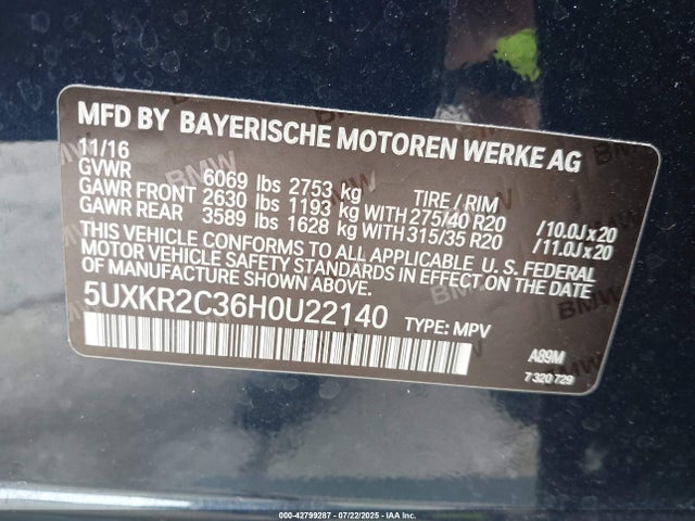 5UXKR2C36H0U22140 BMW X5