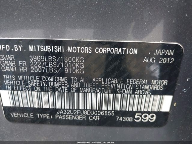 2013 MITSUBISHI LANCER JA32U2FU8DU006855 Photo 8