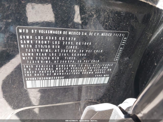 Volkswagen tsi 2022 3VVRX7B20NM040806 Image 9