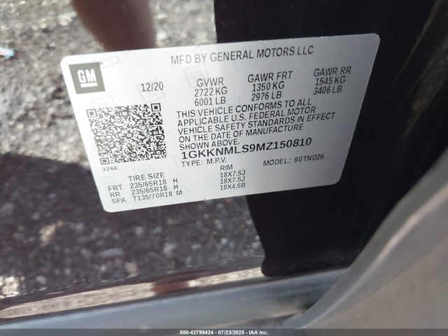 GMC lgx 2021 1GKKNMLS9MZ150810 Image 9