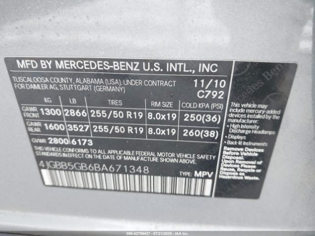 2011 MERCEDES-BENZ ML 350 4JGBB5GB6BA671348 Photo 8