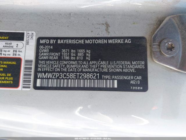 2014 MINI CONVERTIBLE WMWZP3C58ET298621 Photo 8