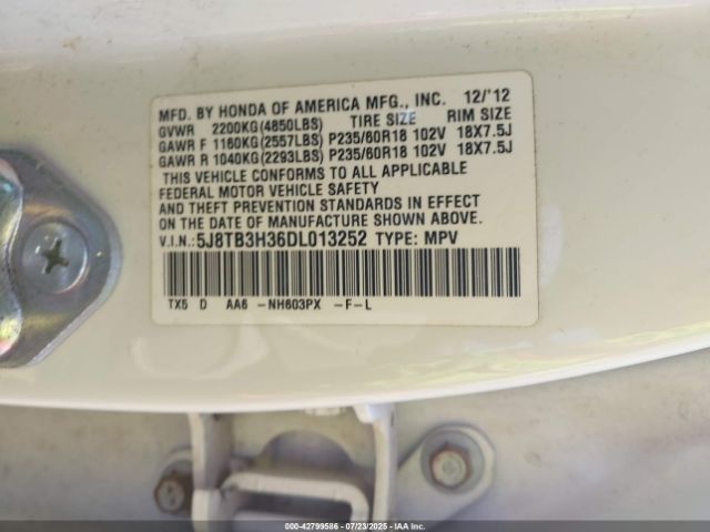 2013 ACURA RDX 5J8TB3H36DL013252 Photo 8