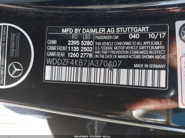 Mercedes-Benz m274 2018 WDDZF4KB7JA370407 Image 9