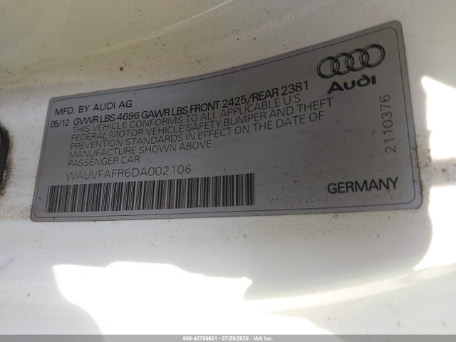 2013 AUDI A5 WAUVFAFR6DA002106 Photo 8