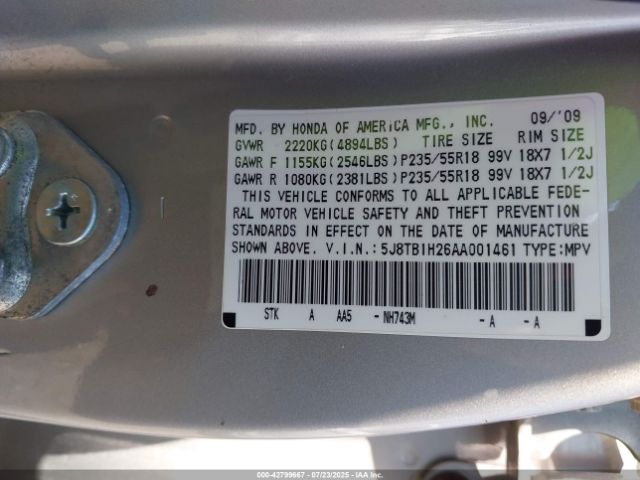 2010 ACURA RDX 5J8TB1H26AA001461 Photo 8