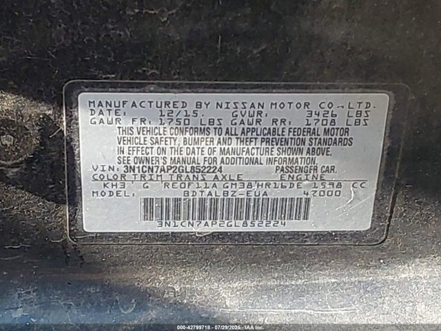 Nissan 2016 2016 3N1CN7AP2GL852224 Image 9