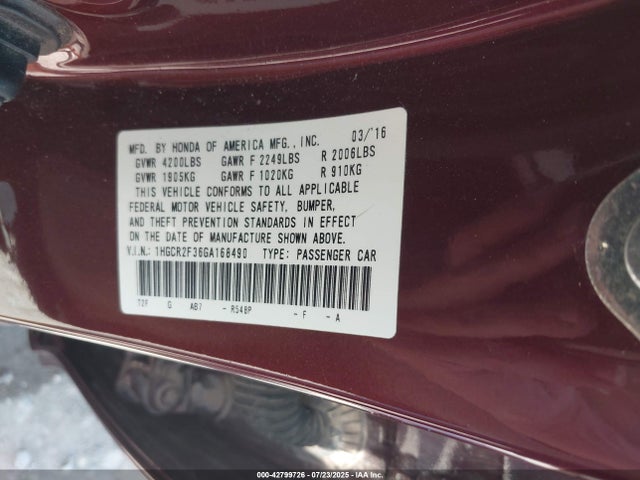 1HGCR2F36GA168490 Honda k24w1
