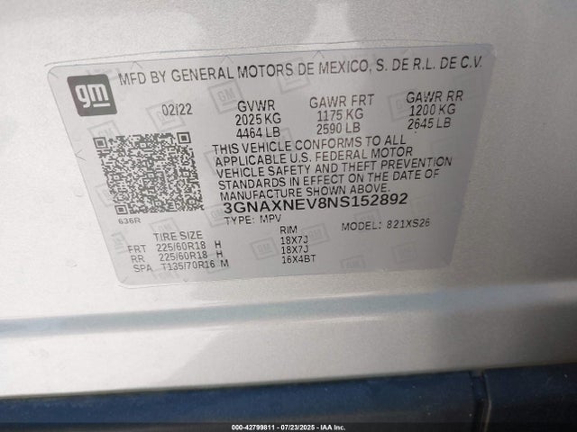 3GNAXNEV8NS152892 Chevrolet lyx
