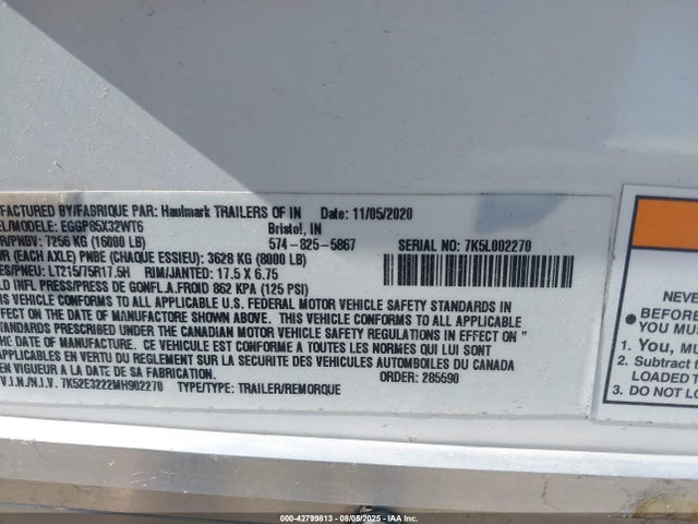7K52E3222MH902270 Haulmark 2021