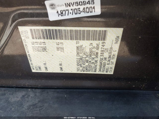 1N4AA6AP2GC388749 Nissan Maxima