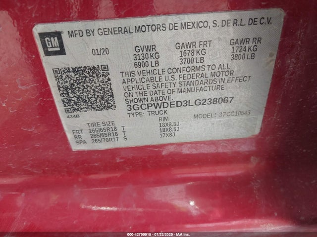 3GCPWDED3LG238067 Chevrolet l84 - di, dfm, alum, gen 5, var 2