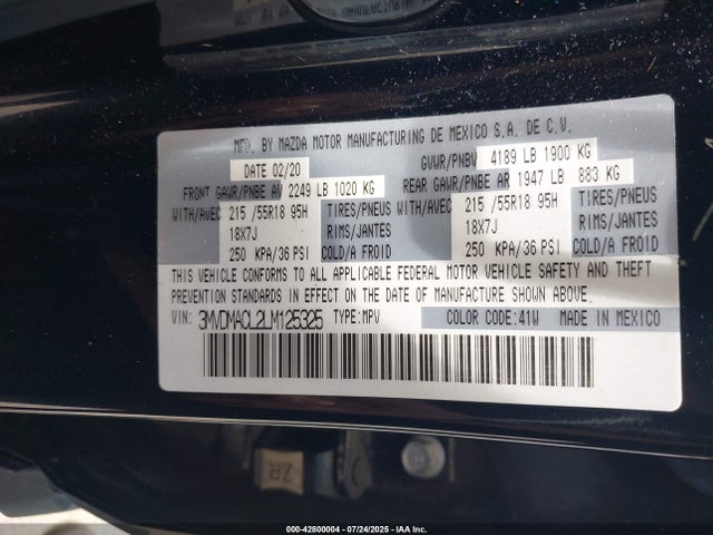 Mazda py 2020 3MVDMACL2LM125325 Image 9