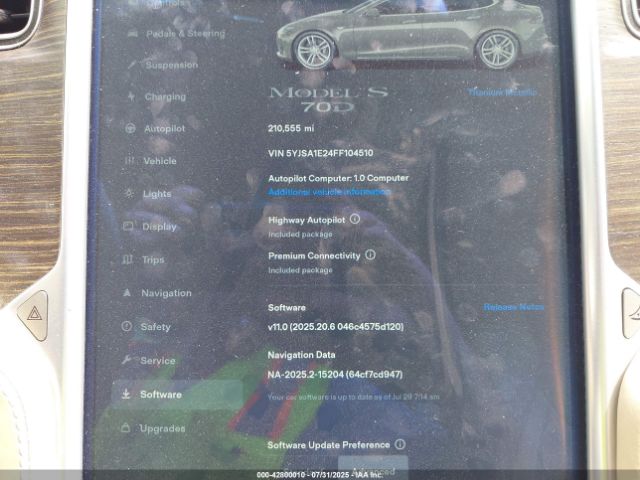 2015 TESLA MODEL S 5YJSA1E24FF104510 Photo 6