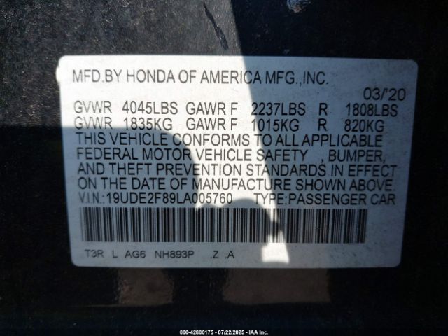 2020 ACURA ILX 19UDE2F89LA005760 Photo 8
