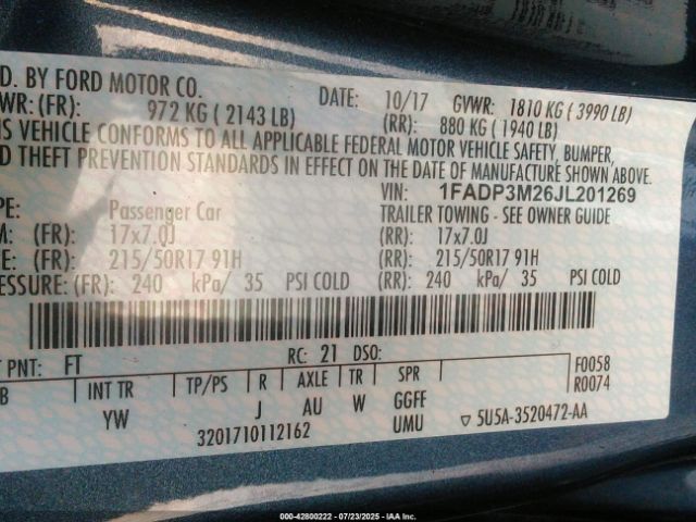 2018 FORD FOCUS 1FADP3M26JL201269 Photo 8