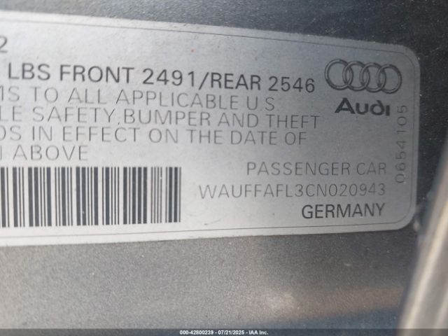2012 AUDI A4 WAUFFAFL3CN020943 Photo 8