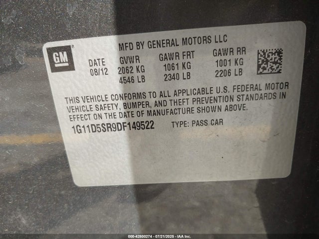 2013 CHEVROLET MALIBU 1G11D5SR9DF149522 Photo 8