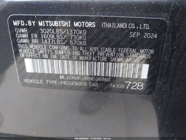 2024 MITSUBISHI MIRAGE ML32AUHJ8RH026860 Photo 8