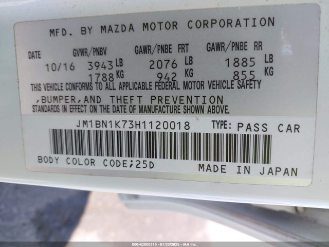 JM1BN1K73H1120018 Mazda pe