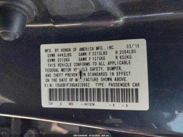 2016 ACURA TLX 19UUB1F38GA009862 Photo 8