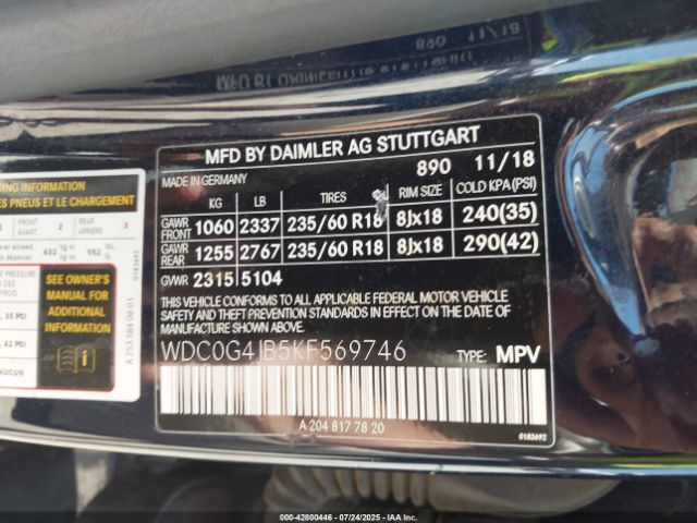 2019 MERCEDES-BENZ GLC 300 WDC0G4JB5KF569746 Photo 8