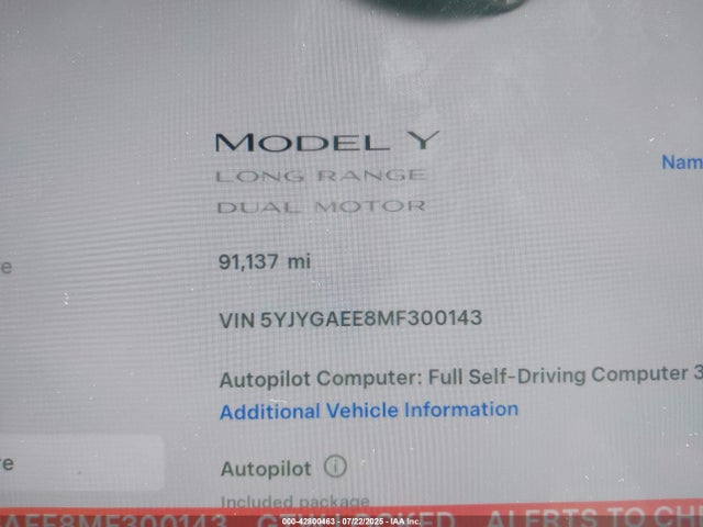2021 TESLA MODEL Y 5YJYGAEE8MF300143 Photo 6