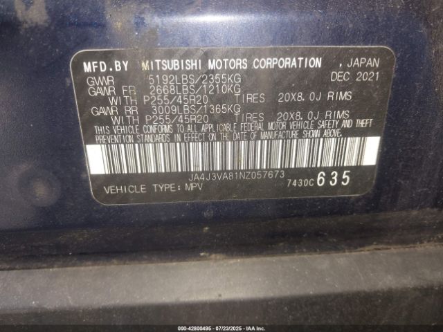 2022 MITSUBISHI OUTLANDER JA4J3VA81NZ057673 Photo 8